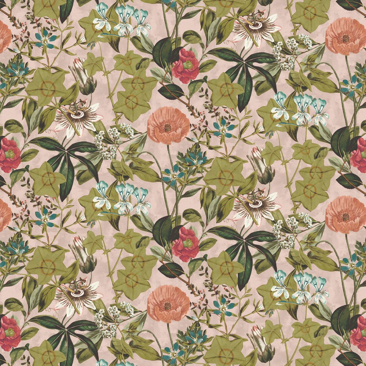 Passiflora Blush Velvet floral fabric by Clarke and Clarke